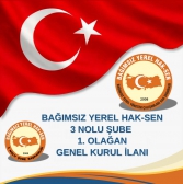 3 Nolu Şube 1.Olağan Genel Kurul İlanı