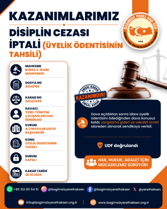 Disiplin Cezası İptali ve Üyelik Ödentisinin Tahsili Konusunda Kazanım