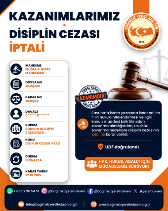 Kazanımlarımız Devam Ediyor! Disiplin Cezası İptal Edildi
